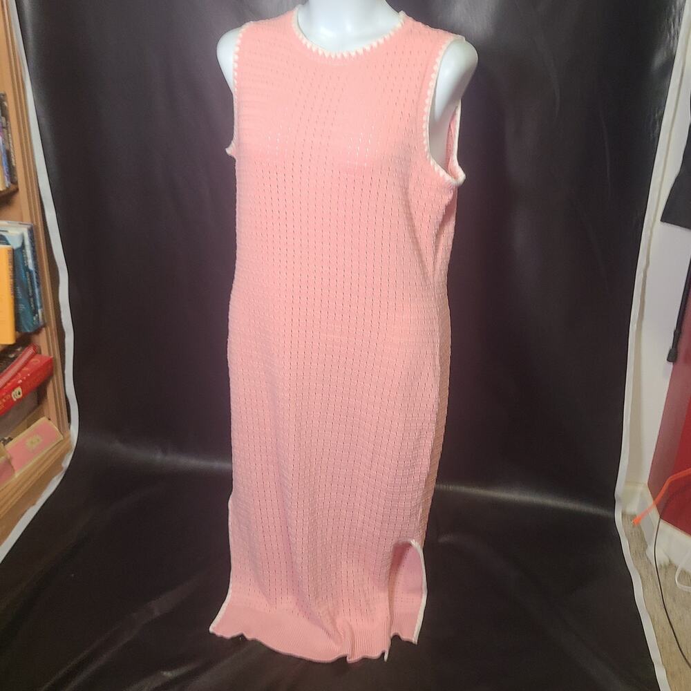 NWOT BTFBM Pink Knit Scallop Sleeveless Maxi Dress Size XL